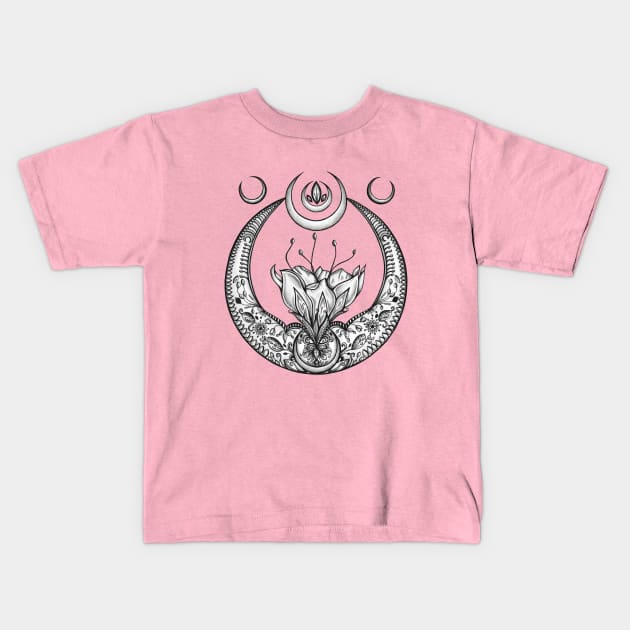 Moon Flower Kids T-Shirt by NicoleWhelan